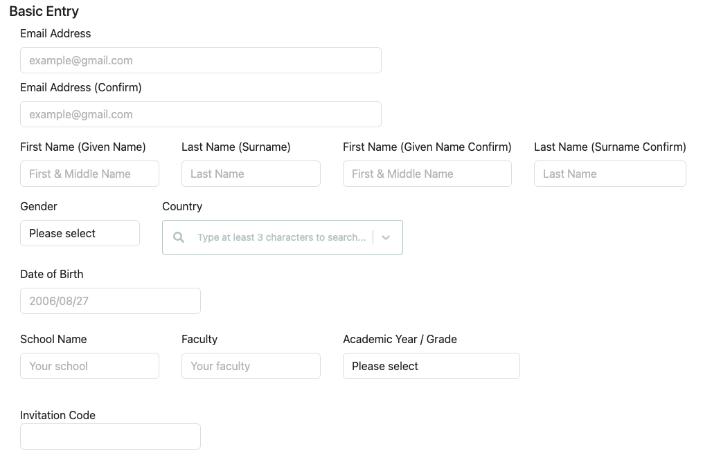 Where to enter a referral code on the GCI World application form